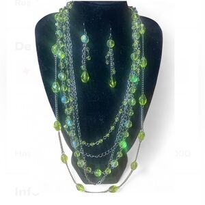 Elegant Green Beaded glass Necklace and Earring Set